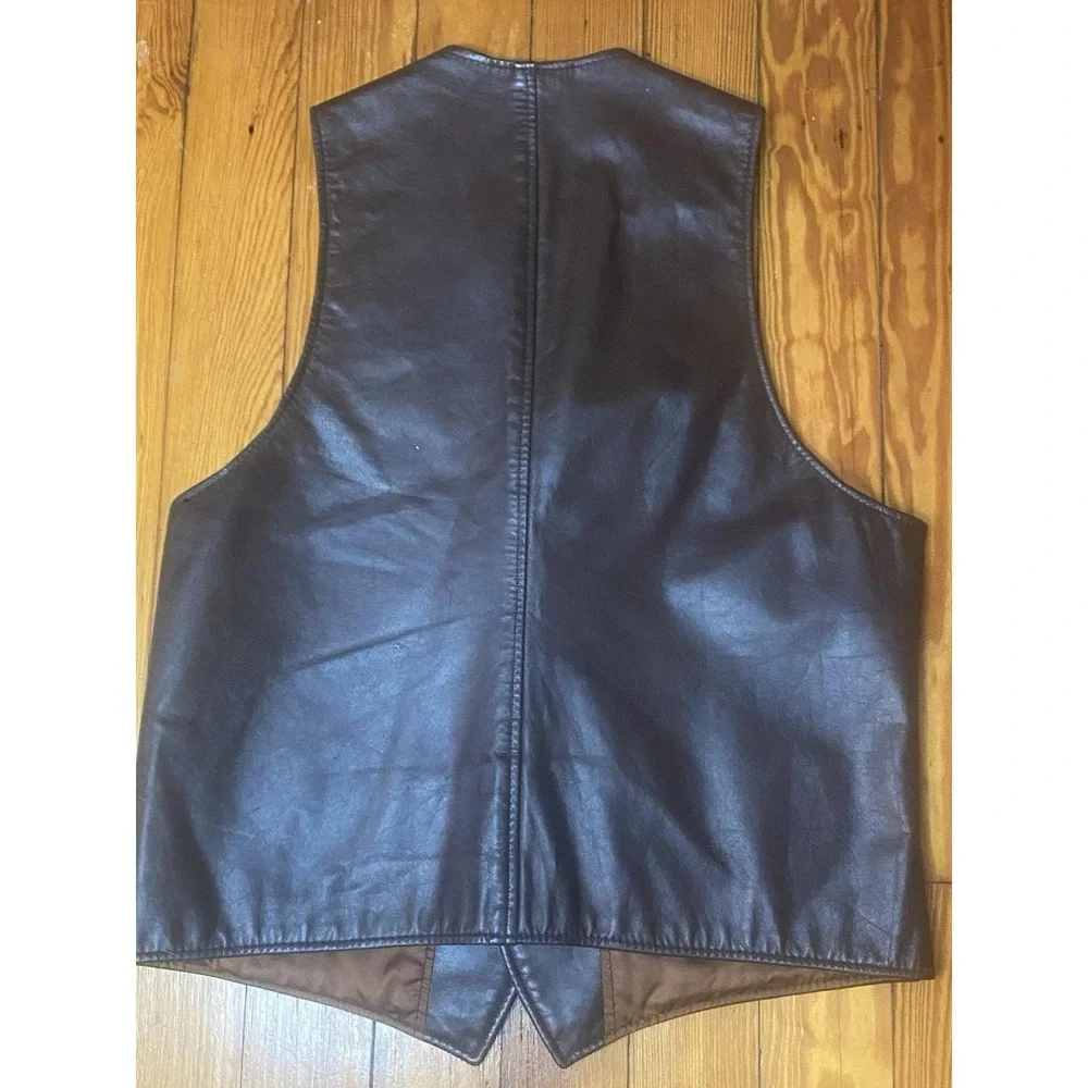 Vintage Berman's Leather  Vest Men's 40‎ Brown Lined Pockets
